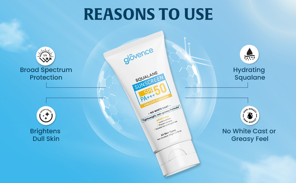 glovence squalane sunscreen spf 50 no whiter best sunscreen
