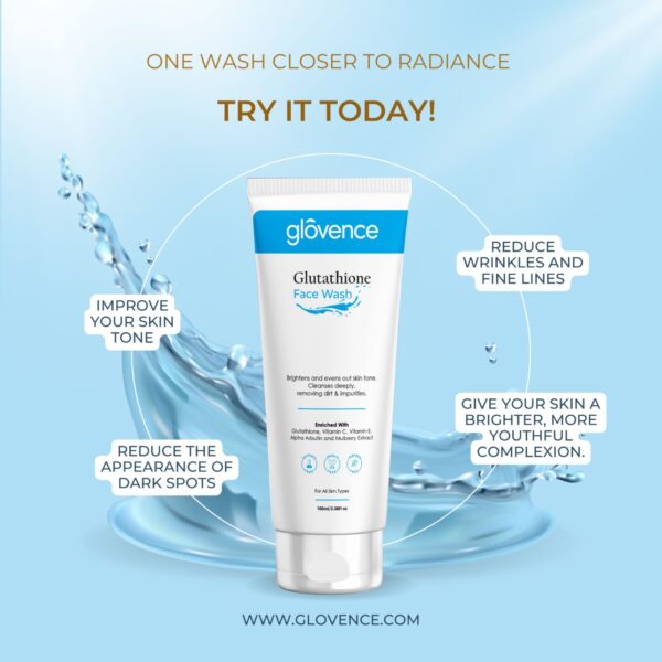 Glovence Glutathione Face Wash – 100ml - Image 4